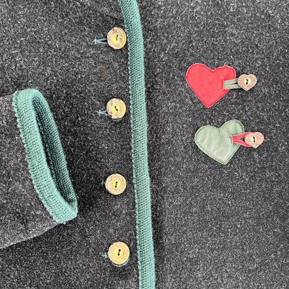 Vintage Austrian Trachten Jacket Omen's 34 Loden Wool Alpaca Boiled Wool Blazer - Picture 3 of 11